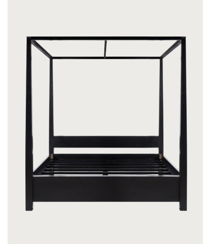 Java - Cama con dosel de madera maciza de mindi negra