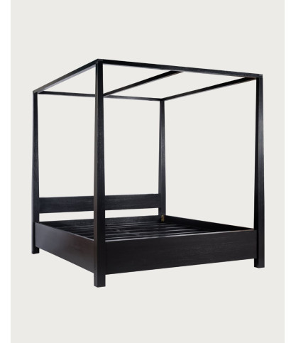 Java - Lit baldaquin en bois massif noir 180 CM
