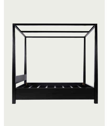 Java - Lit baldaquin en bois massif mindi noir