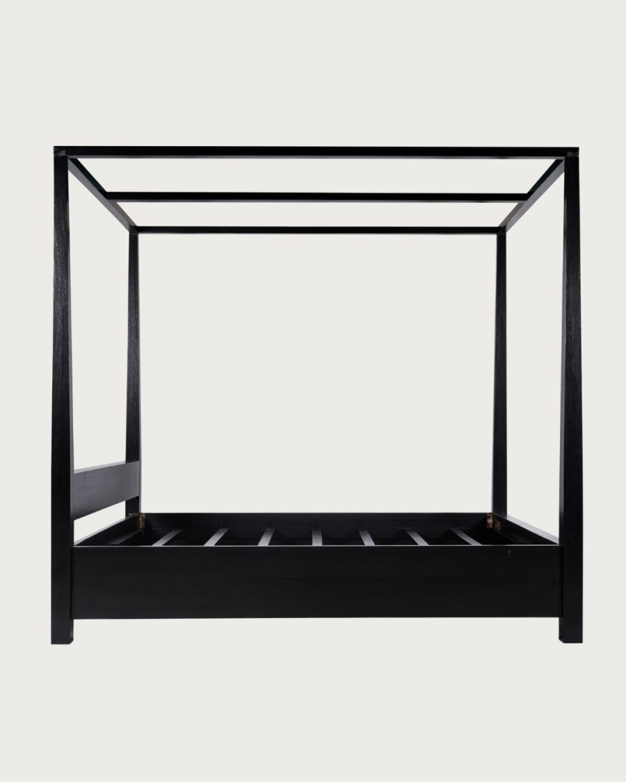 Java - Lit baldaquin en bois massif noir 180 CM