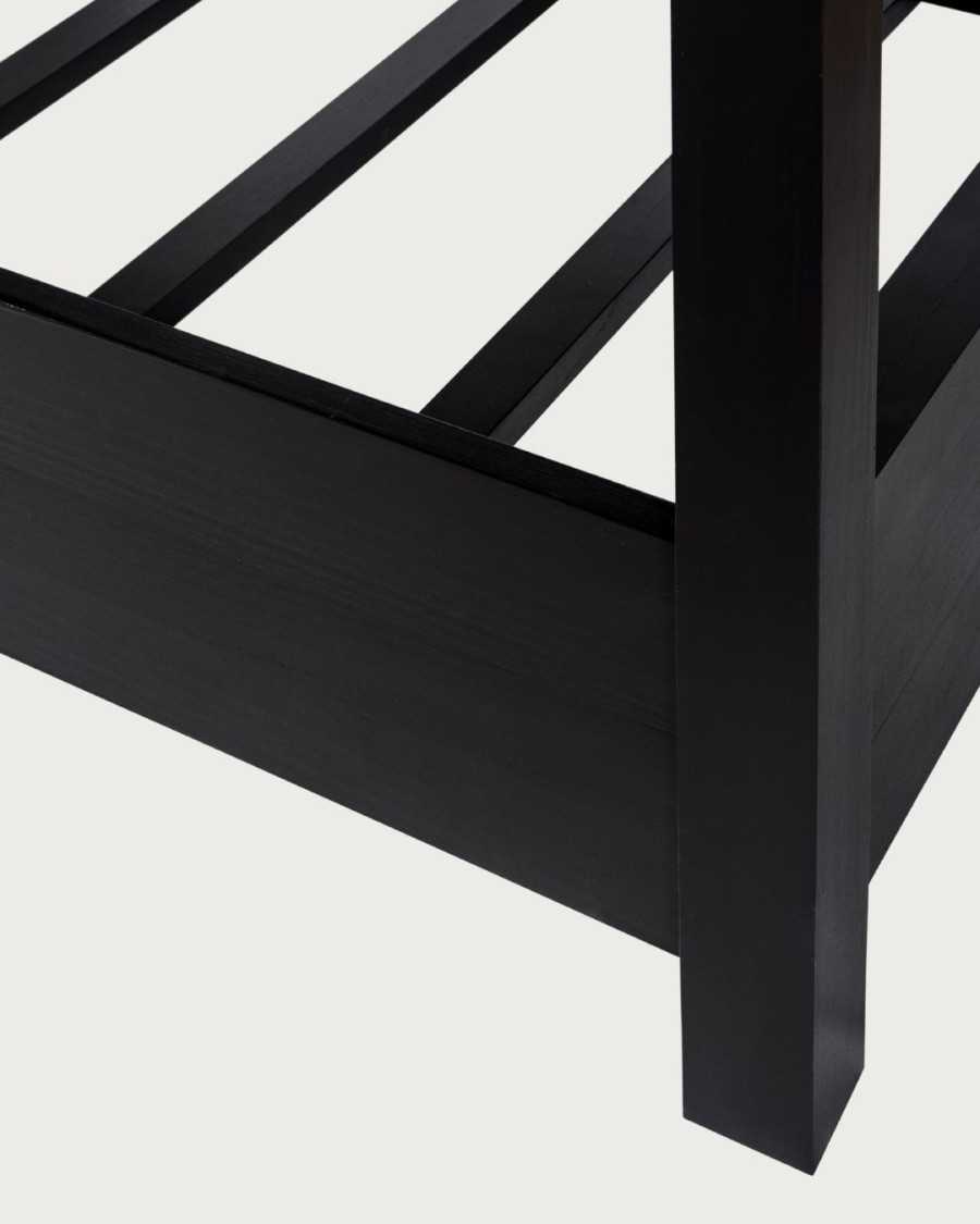 Java - Lit baldaquin en bois massif mindi noir 180 cm