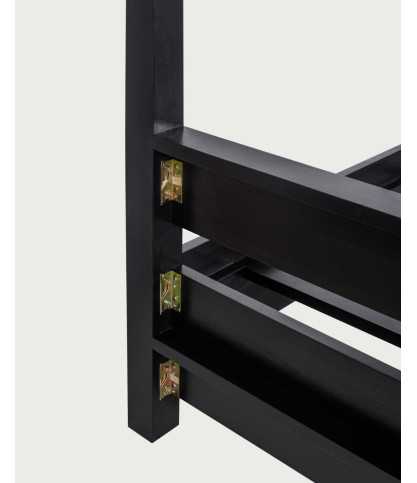 Java - Lit baldaquin en bois massif mindi noir 180 cm