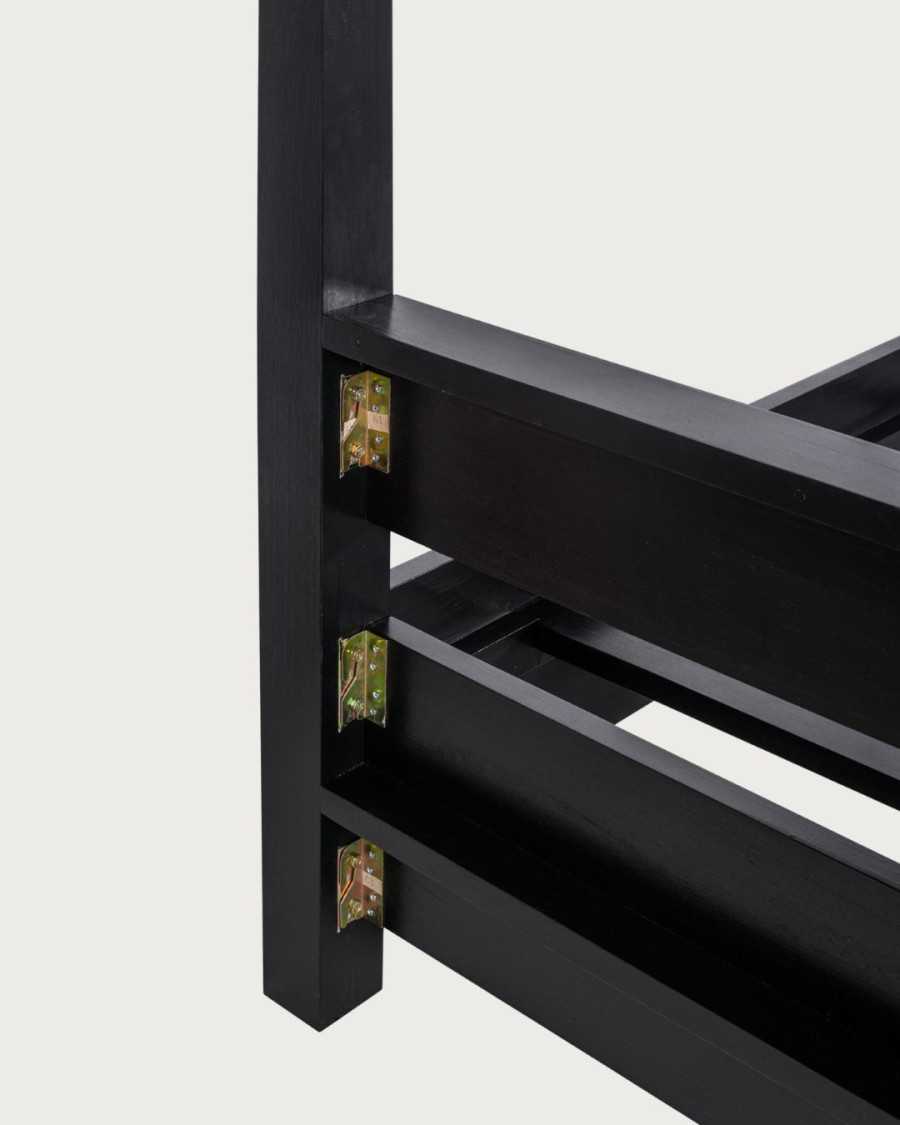 Java - Lit baldaquin en bois massif mindi noir 180 cm