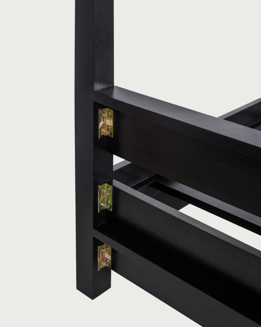 Java - Lit baldaquin en bois massif noir 180 CM