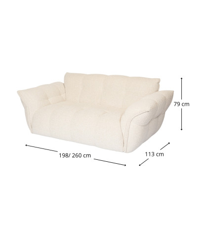 Waffel-Sofa – 2-Sitzer in beigem Stoff