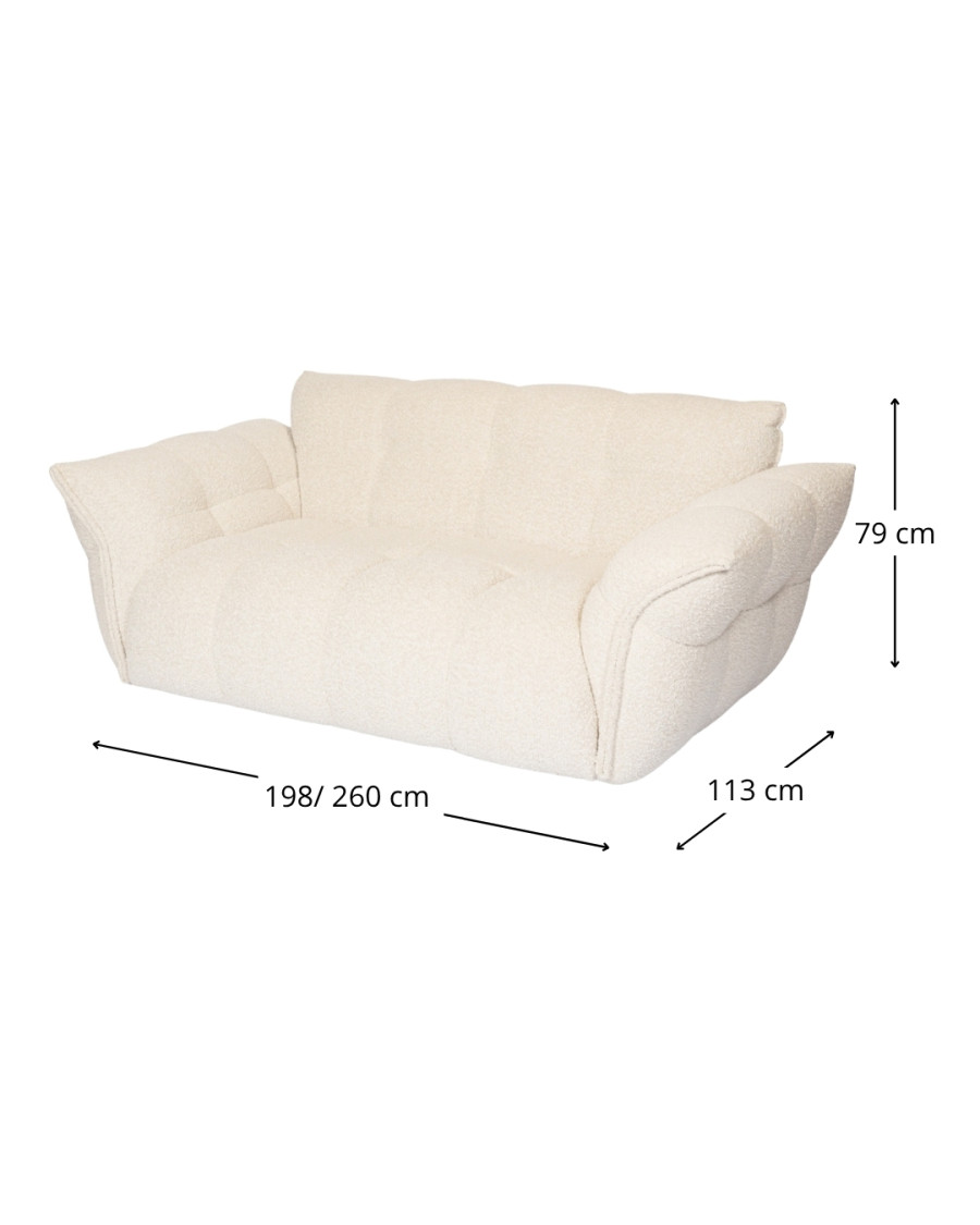 Gauffre - Canapé 3 places en tissu beige