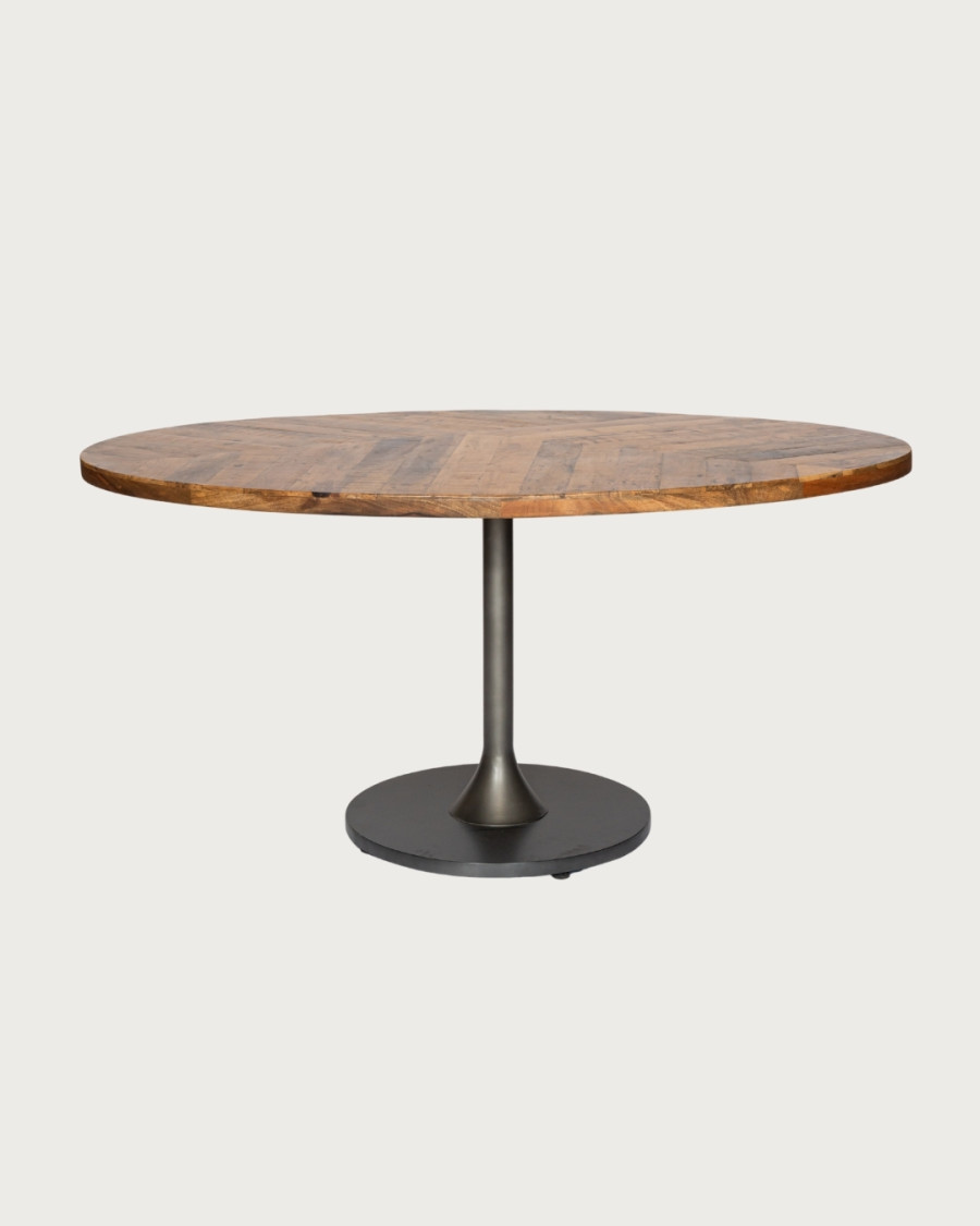 Sofia - Mesa ovalada para 8 personas en madera maciza, tablero de madera de mango y base tulipán en negro mate.
