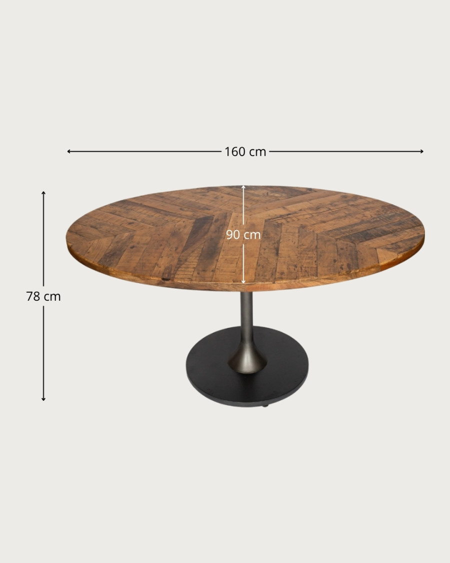 Sofia - Mesa ovalada para 8 personas en madera maciza, tablero de madera de mango y base tulipán en negro mate.