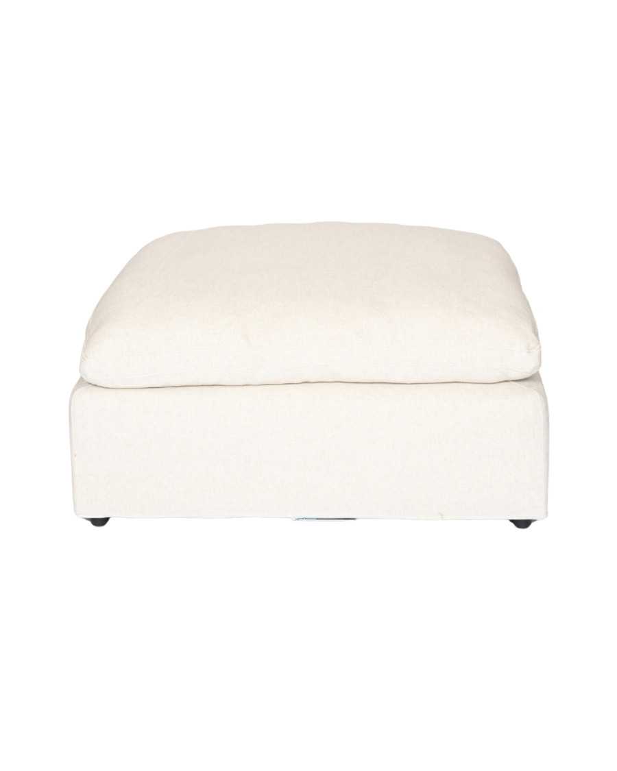 Cloud beige - Beige Leinenpouf