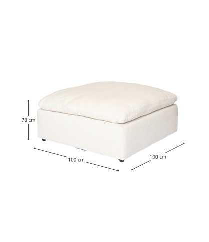 Cloud beige - Beige linen pouf
