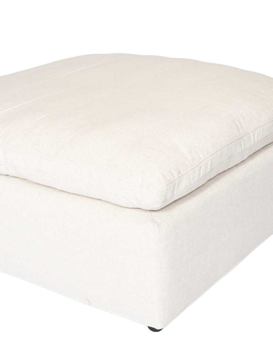 Cloud beige - Beige Leinenpouf