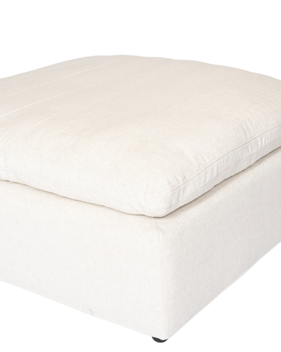 Cloud beige - Pouf en lin beige
