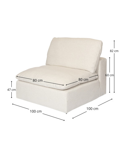 Cloud beige - Modular chaise lounge in beige linen