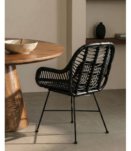 Myko – Set mit 4 Myko-Stühlen aus schwarzem Rattan
