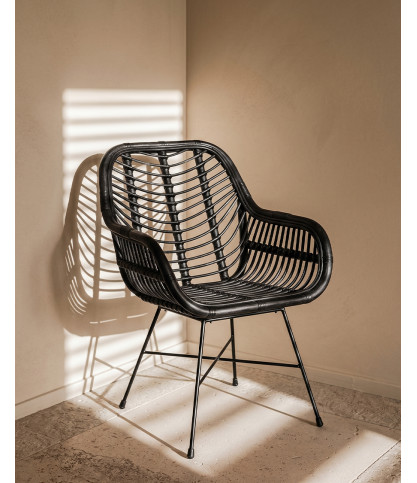 Myko - Set of 4 Myko chairs in black rattan