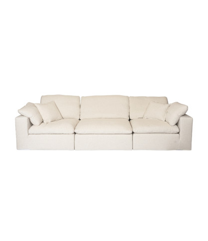 Cloud – Modulares Sofa in beigefarbenem Leinen, 3- oder 4-Sitzer oder Eckkonfiguration