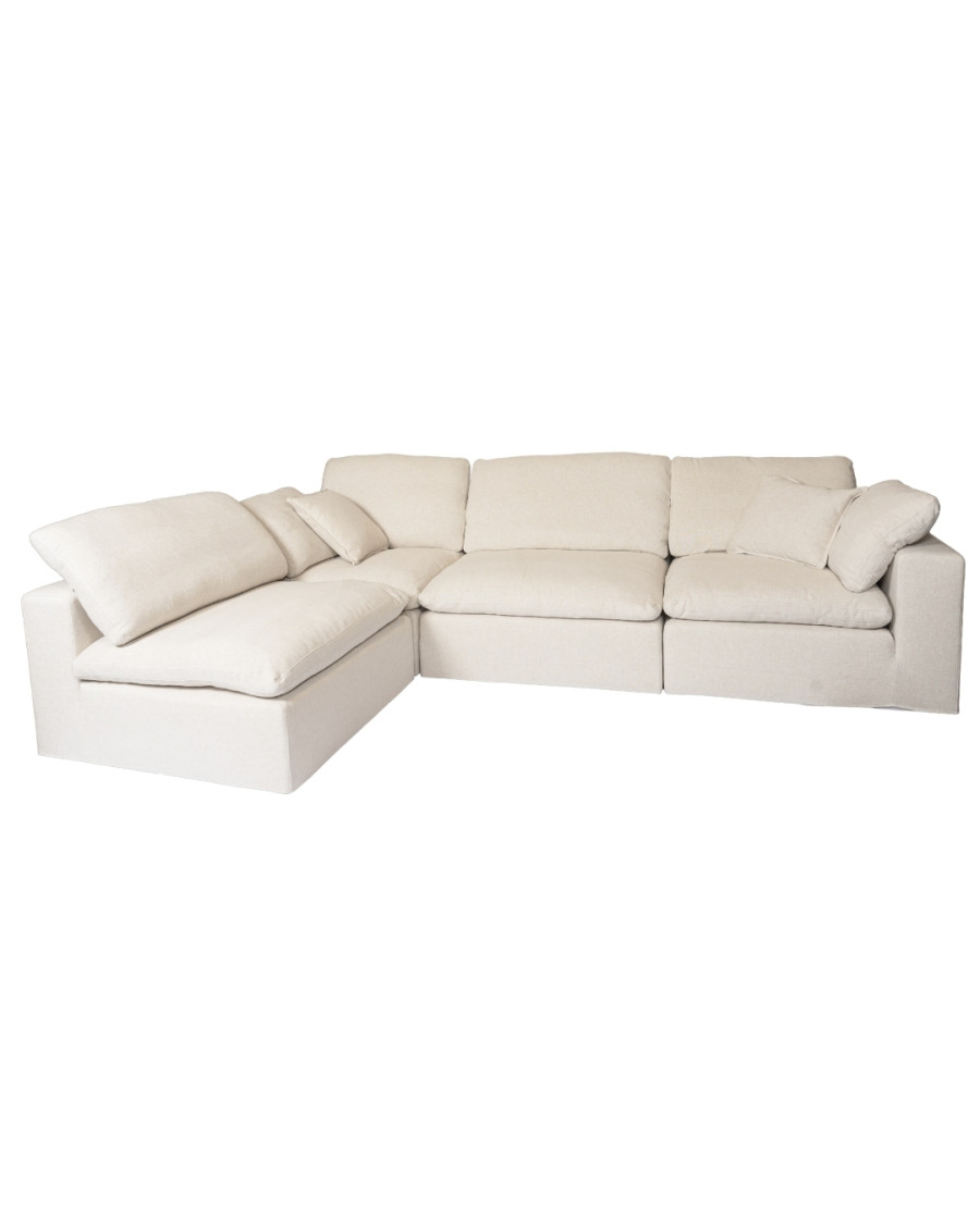 Cloud beige - Canapé en lin beige modulable 3 ou 4 places