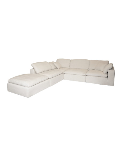 Cloud - Sofá modular en lino beige, de 3 o 4 plazas o en configuración de esquina.