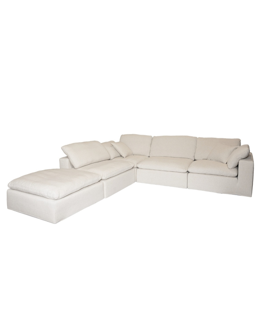 Cloud - Modular sofa in beige linen, 3 or 4 seater or corner configuration