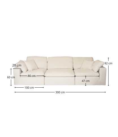 Cloud beige - Sofá modular de lino beige de 3 o 4 plazas