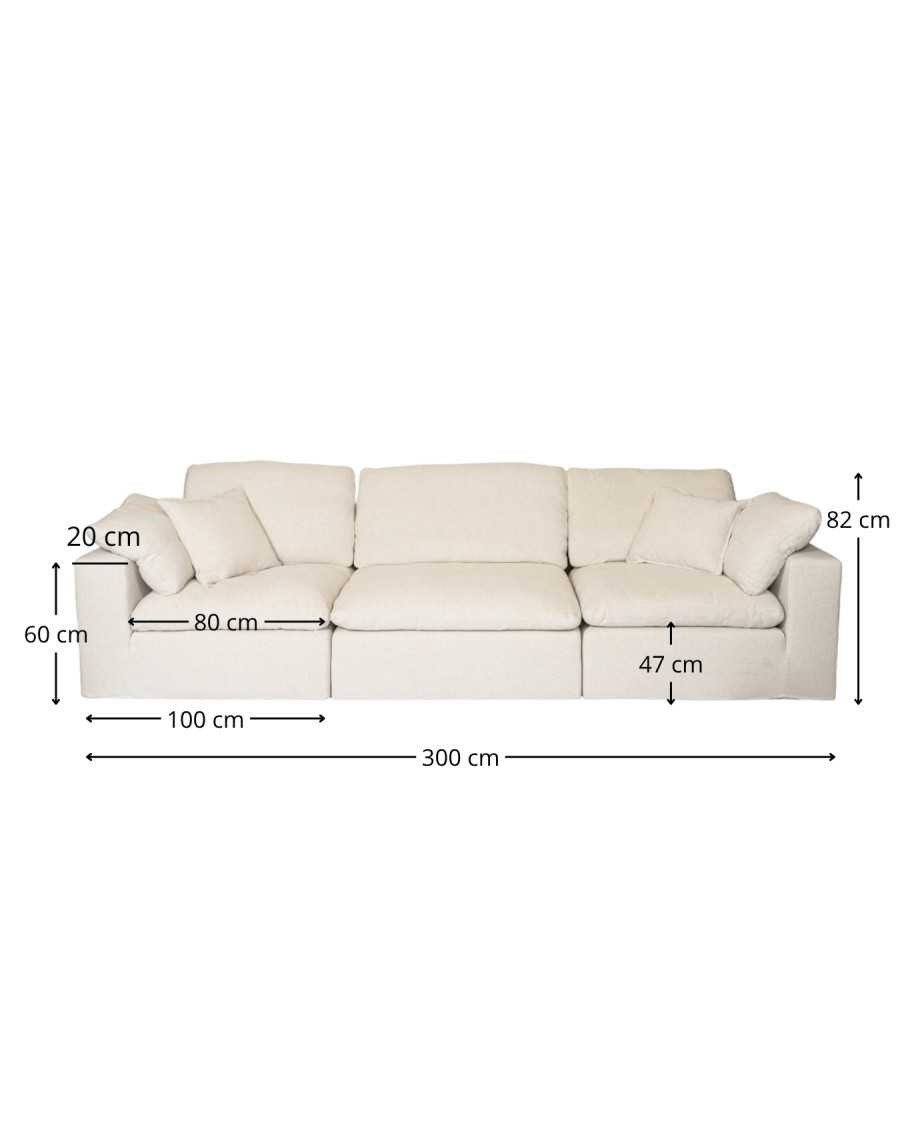 Cloud beige - Divano modulare in lino beige, 3 o 4 posti