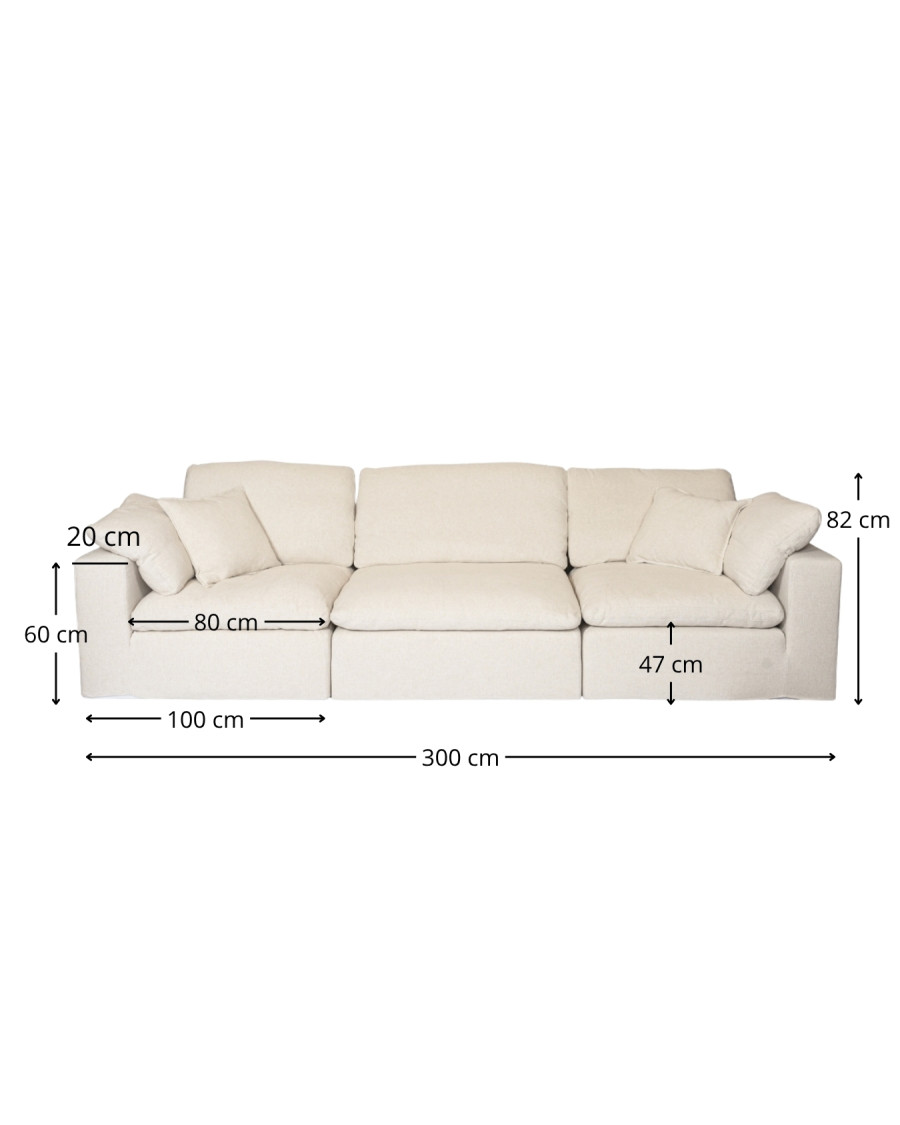 Cloud - Modular sofa in beige linen, 3 or 4 seater or corner configuration