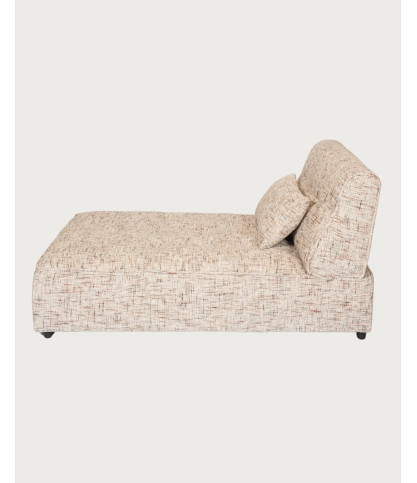 Elise - Chaise longue singola in tessuto beige con cuscino