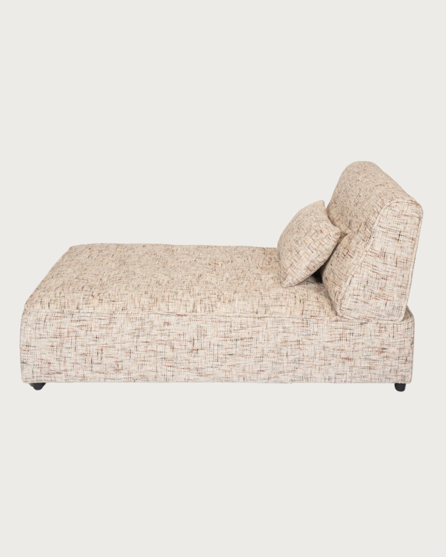 Elise - Chaise longue singola in tessuto beige con cuscino