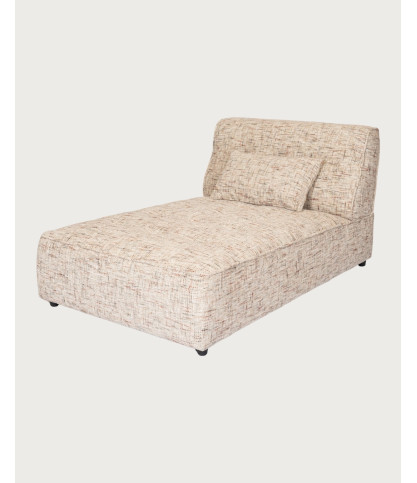 Elise - Chaise longue individual en tela beige con cojín