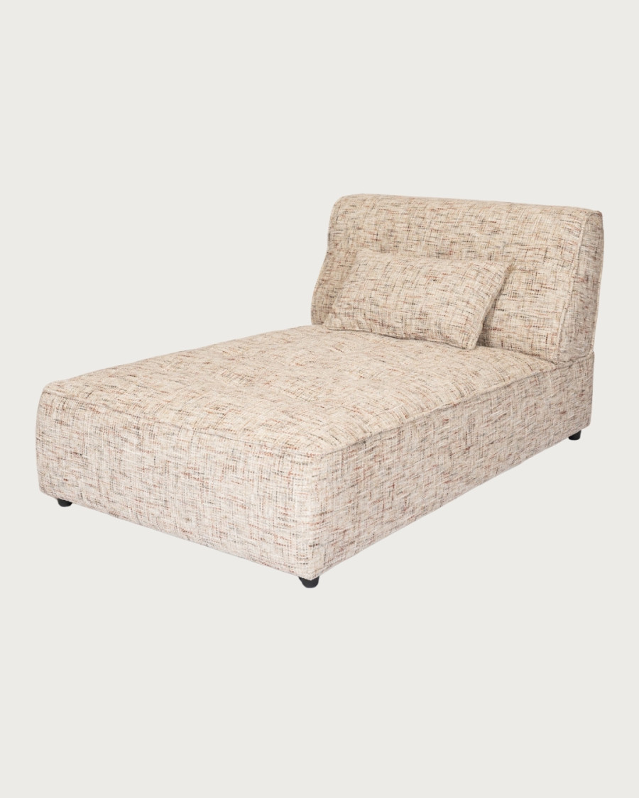 Élise - Méridienne 1 place en tissu beige avec coussin