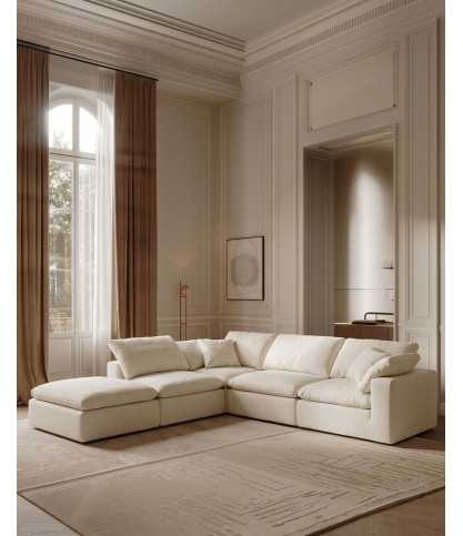 Cloud beige - Modulaire beige linnen bank, 3 of 4 zits
