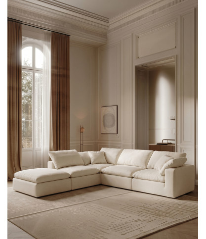 Cloud - Modulaire bank in beige linnen, 3- of 4-zits of als hoekopstelling