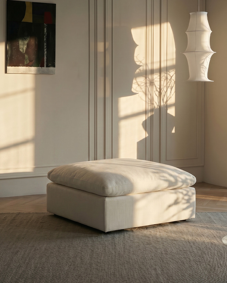 Pouf in lino color beige Cloud