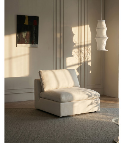 Cloud - 1-seater chaise lounge in beige linen