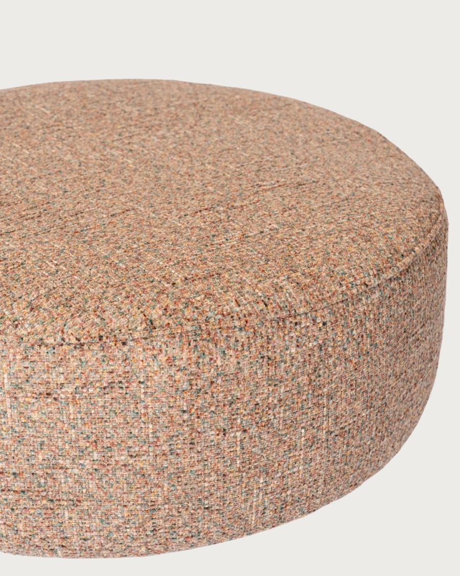 Elise - Round pouf in beige fabric