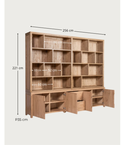 Orlya - Großes Bücherregal aus massivem Mindi Holz