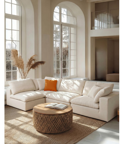 Cloud beige - Canapé en lin beige modulable 3 ou 4 places