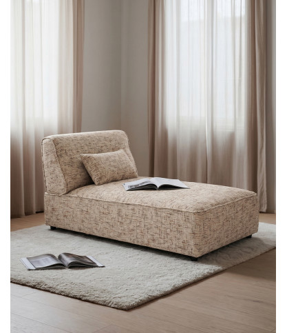 Elise - Chaise longue individual en tela beige con cojín
