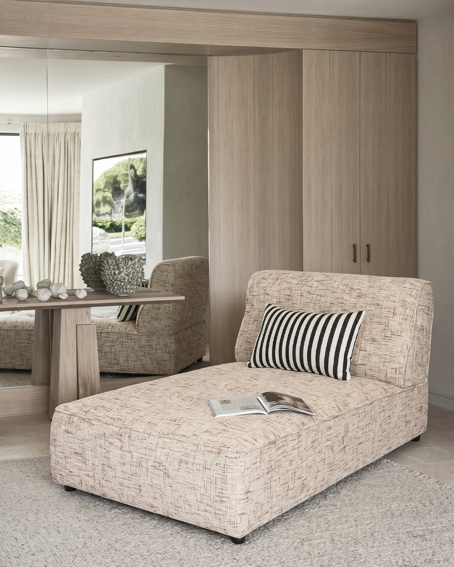 Élise - Méridienne 1 place en tissu beige
