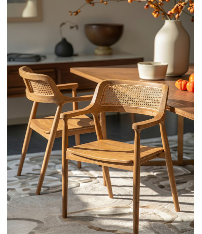 Sienne - Teakstuhl mit Rattandetails