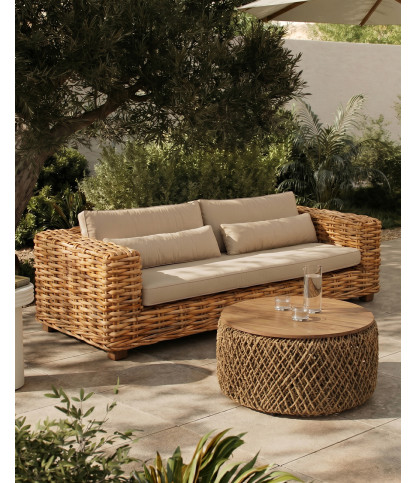 Weaverly - 3-seater garden sofa in woven rattan