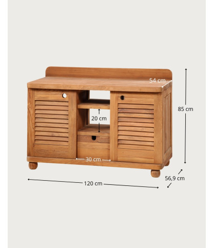 Eclipse - Meuble de salle de bain en teck massif 120 cm