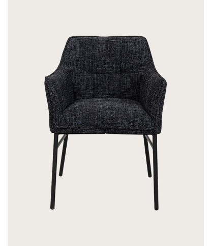 Chacha - Lot de 2 Chaises en tissu Noir et pieds métal