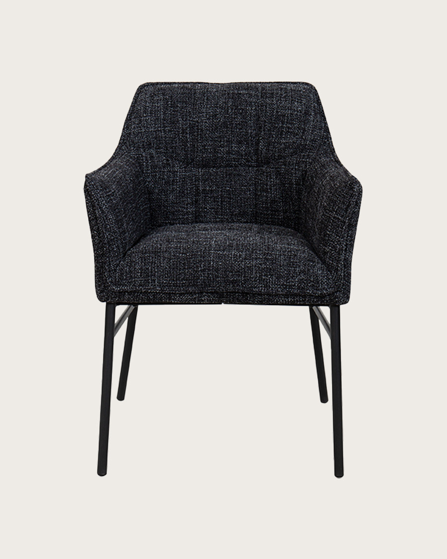 Chacha - Lot de 2 Chaises en tissu Noir et pieds métal