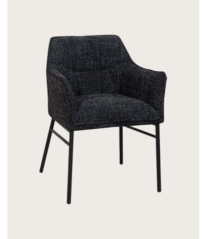 Chacha - Lot de 2 Chaises en tissu Noir et pieds métal