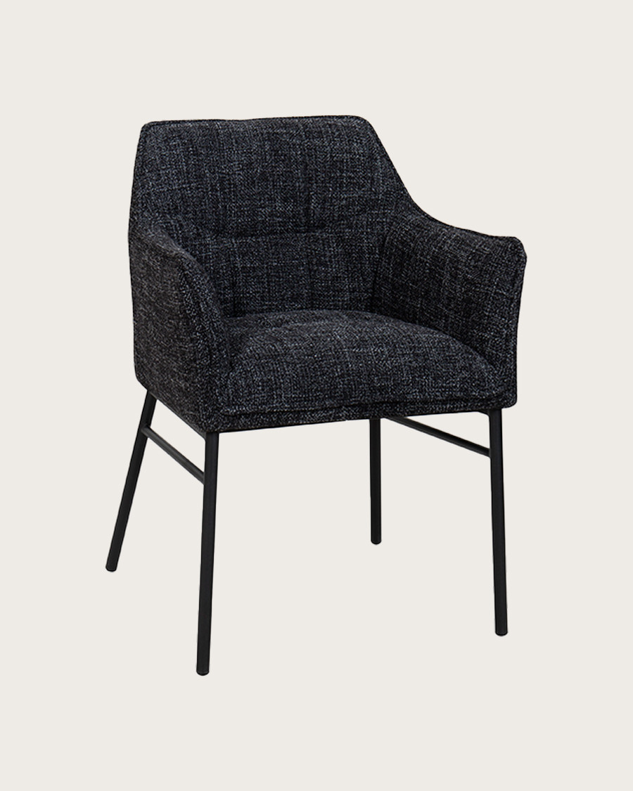Chacha - Lot de 2 Chaises en tissu Noir et pieds métal