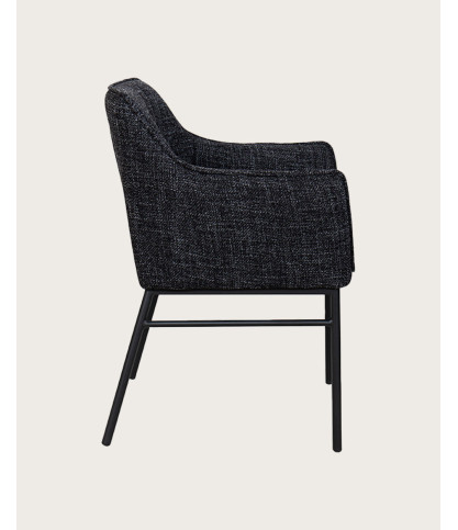 Chacha - Set of 2 Chairs in Black Fabric with Metal Legs