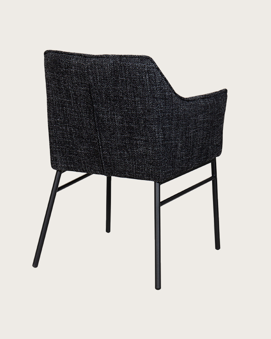 Chacha - Set van 2 stoelen in zwarte stof met metalen poten