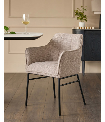 Chacha - Set of 2 Taupe Fabric Chairs with Metal Legs