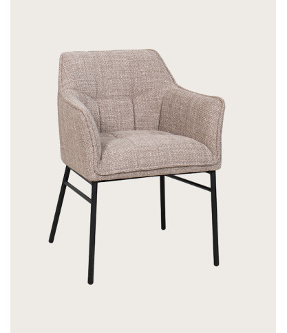 Chacha - Set of 2 Taupe Fabric Chairs with Metal Legs